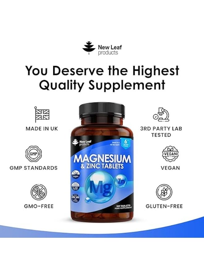 New Leaf Magnesium & Zinc – Supports Muscle Function, Immunity & Energy Metabolism – 365 Tablets – Made in UK - Image 3